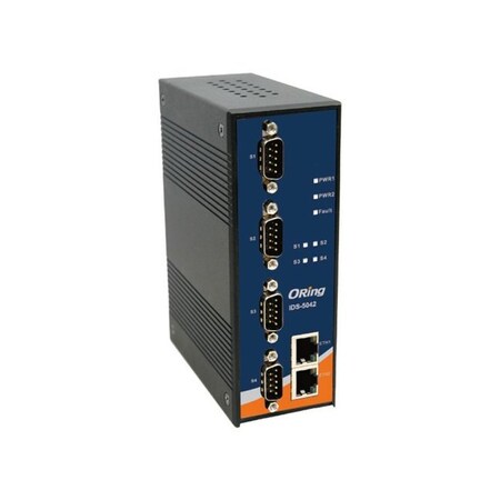 Oring Industrial Networking Rugged 4x RS232/422/485 to 2x 10/100TX RJ-45 PoE client Device Server IDS-5042+